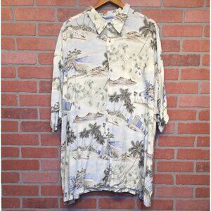 Pierre Cardin Mens Hawaiian Shirt Size 4X Rayon Palm Tree Poker Card Print